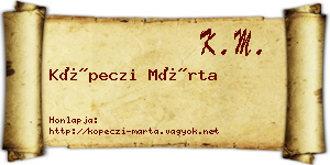 Köpeczi Márta névjegykártya