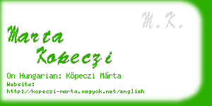 marta kopeczi business card