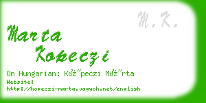 marta kopeczi business card